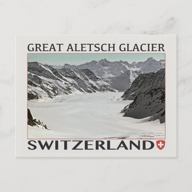 Aletsch Glacier - på White.jpg Vykort (Framsida)
