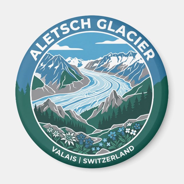 Aletschglacären Schweiz Magnet (Framsidan)