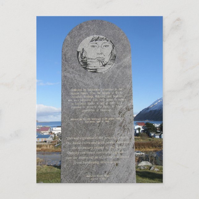 Aleut Relocation Memorial, Unalaska Island Vykort (Framsida)