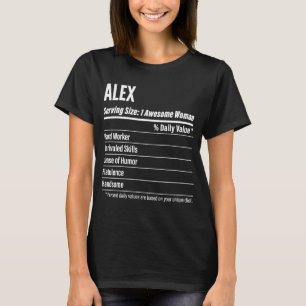 Alex Nutritional Facts som betjänar Storleka kalor T Shirt