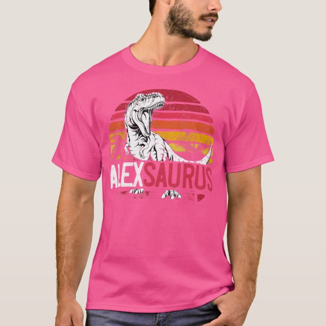 Alex Saurus Funny Personlig Dinosaur T Rex Namn Shirt (Framsida)