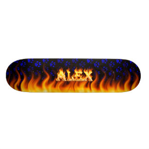Alex skateboard eld och flammor design. bräda 19,5 cm