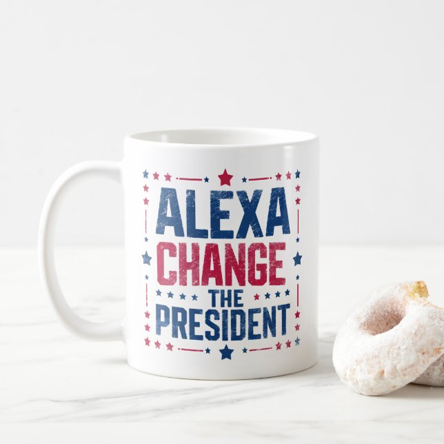 Alexa Byte av ordförande Funny Policy Kaffemugg (Med munk)