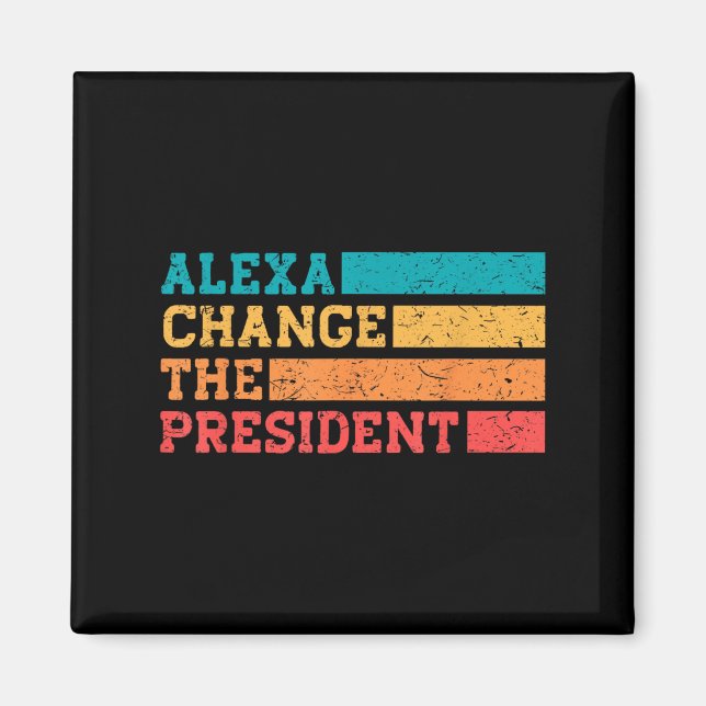 Alexa byter president Trump Funny Val Q Magnet (Framsidan)