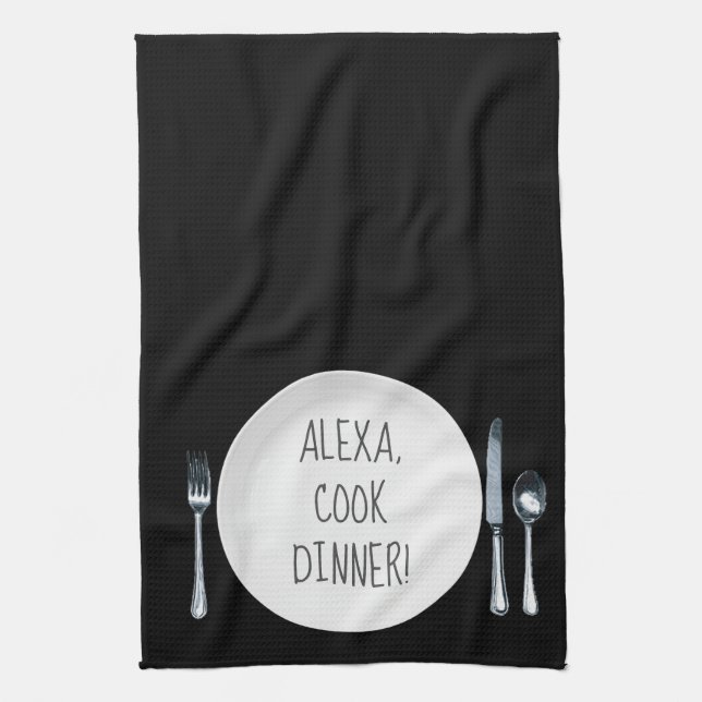 Alexa Command humor för matlagningsmiddag Kökshandduk (Vertikal)