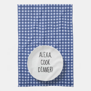 Alexa Command humor på gingham Kökshandduk