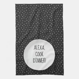 Alexa Command humor på polka dots Kökshandduk