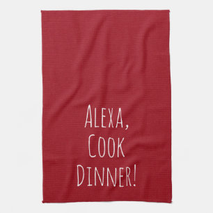 Alexa Command humor på röd Kökshandduk