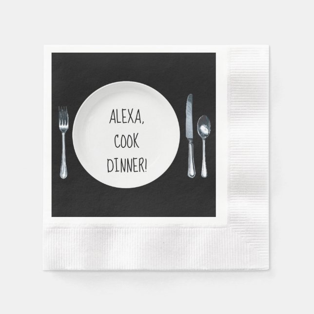 Alexa Command, laga mat på tallriken Pappersservett (Framsidan)