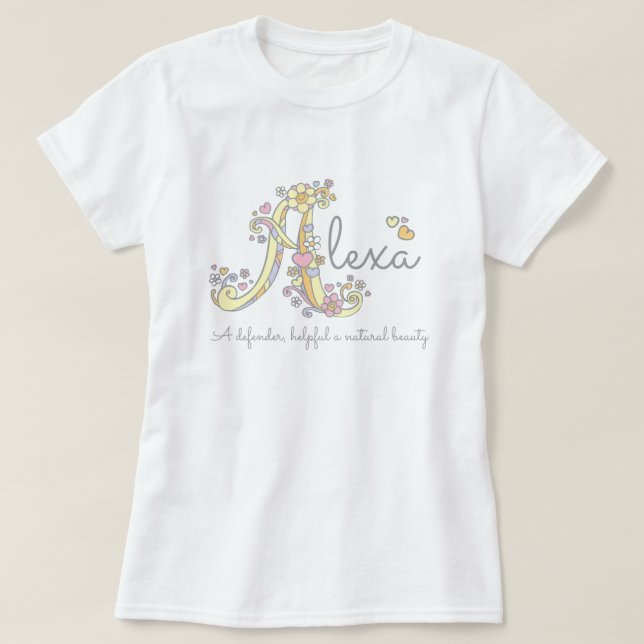 Alexa Flickor namn betyder monogram dam t T-shirt (Design framsida)