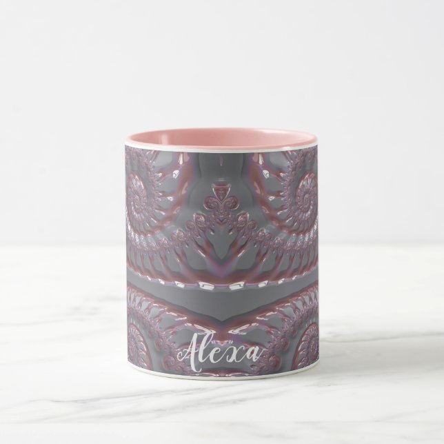 ALEXA ~ GLOSSY 3D Zany Rosa Silver ~ Mugg (Center)