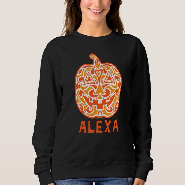 Alexa Halloween Socker Skalle Design T Shirt (Framsida)