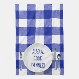 Alexa kommando humor på buffelplaid kökshandduk