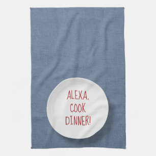 Alexa Kommando humor på tallrik Kökshandduk