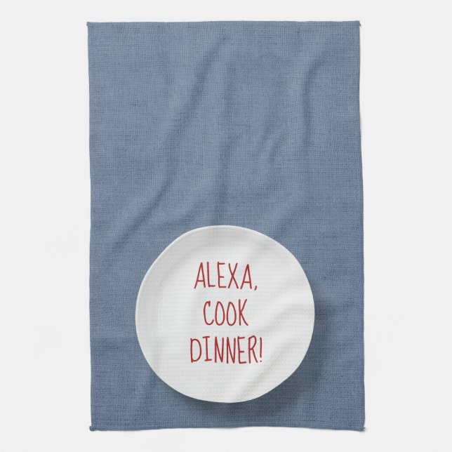 Alexa Kommando humor på tallrik Kökshandduk (Vertikal)