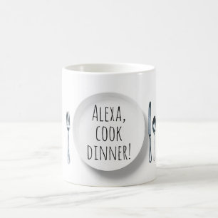 Alexa kontrollerar befaller för att laga mat kaffemugg