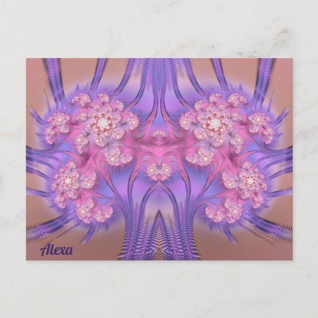ALEXA ~ Pastel Rosa och Lila 3D-design ~ Vykort (Framsida)