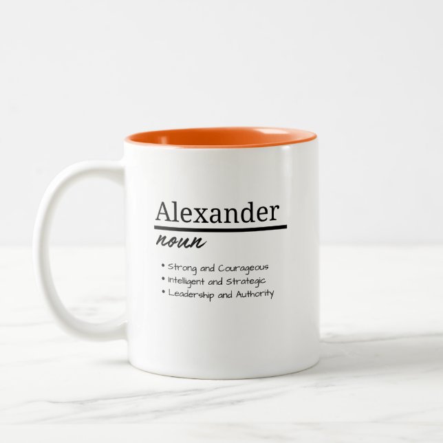 Alexander, Boy Personlig Namn Definition Två-Tonad Mugg (Vänster)