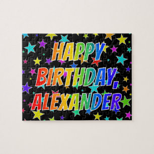 "ALEXANDER" Första Namn, Roligten "GRATTIS PÅ FÖDE Pussel