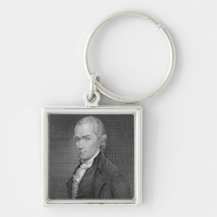 Alexander Hamilton (1757-1804) som inristas av Fyrkantig Silverfärgad Nyckelring