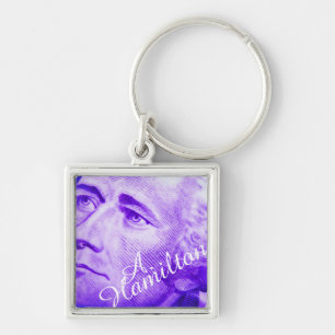 Alexander Hamilton Art Fyrkantig Silverfärgad Nyckelring