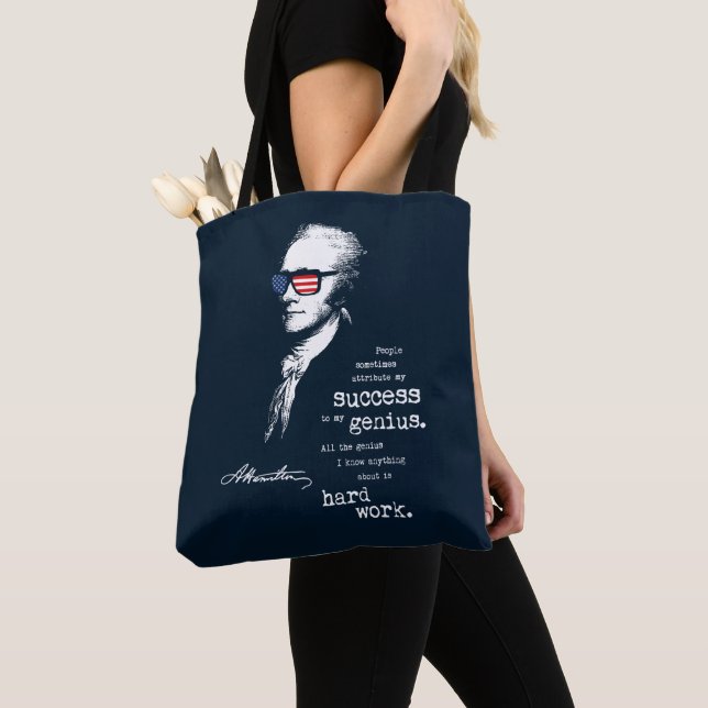 Alexander Hamilton citationsteckenordstäv. Tygkasse (Närbild)