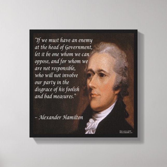 Alexander Hamilton "Fiendelig Ledare" Quote Print Canvastryck (Framsida)