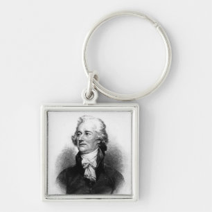 Alexander Hamilton Fyrkantig Silverfärgad Nyckelring