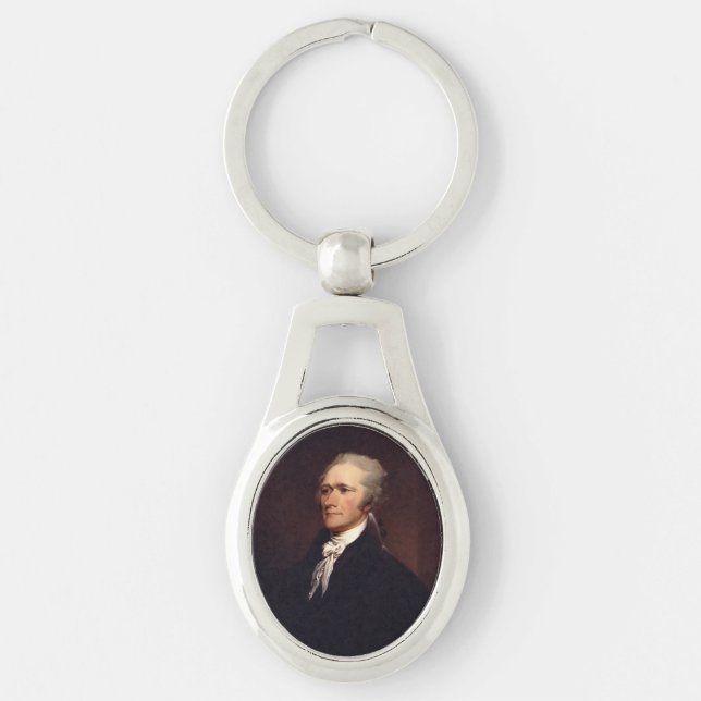 Alexander Hamilton Grundare & Federalist Papers Ovalt Silverfärgad Nyckelring (Framsidan)