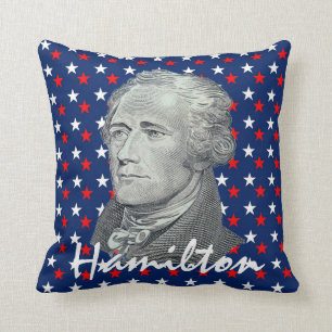 Alexander Hamilton på röda, vit- och blåttstjä Kudde