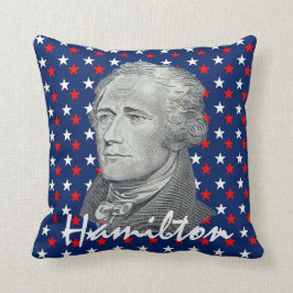 Alexander Hamilton på röda, vit- och blåttstjärnor Kudde