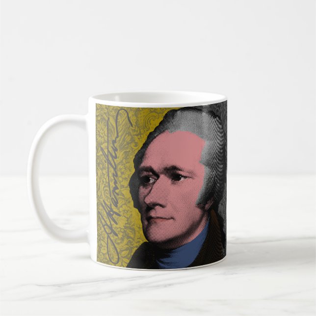 Alexander Hamilton Pop Art Porträtt Kaffemugg (Vänster)