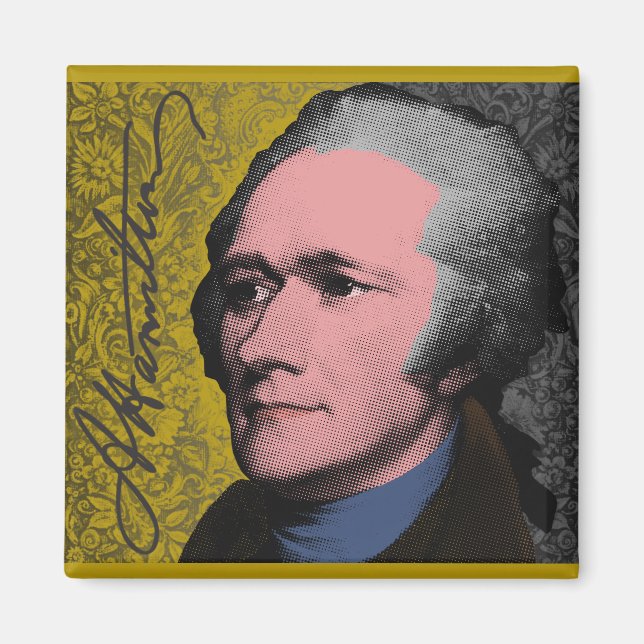 Alexander Hamilton Pop Art Porträtt Magnet (Framsidan)