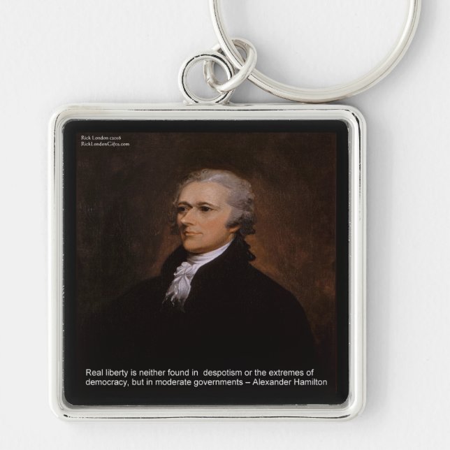Alexander Hamilton presenter Fyrkantig Silverfärgad Nyckelring (Framsidan)