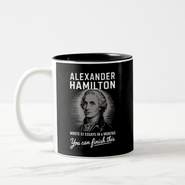 Alexander Hamilton skrev 51 esays på 6 månader Två-Tonad Mugg (Vänster)