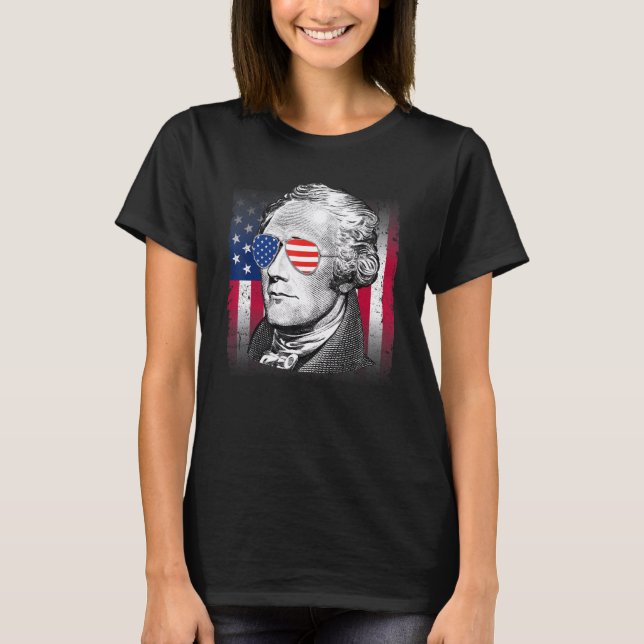 Alexander Hamilton USA flagga Patriotic American 4 T Shirt (Framsida)