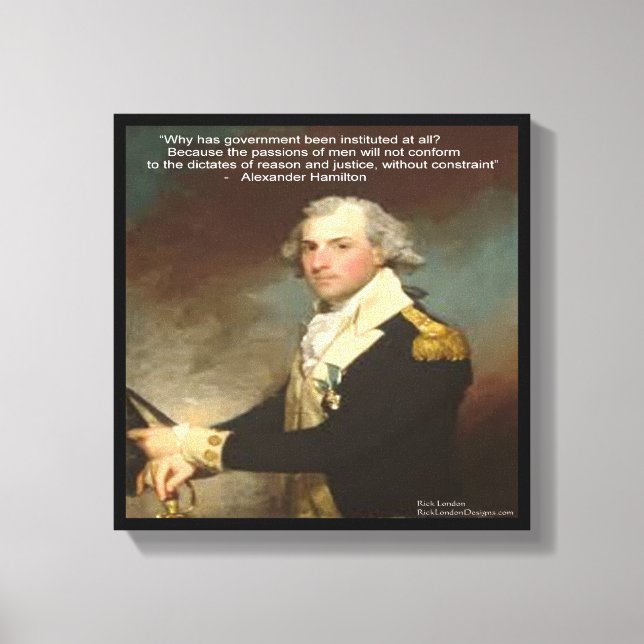 Alexander Hamilton & "Varför regering" Quote Print Canvastryck (Framsida)
