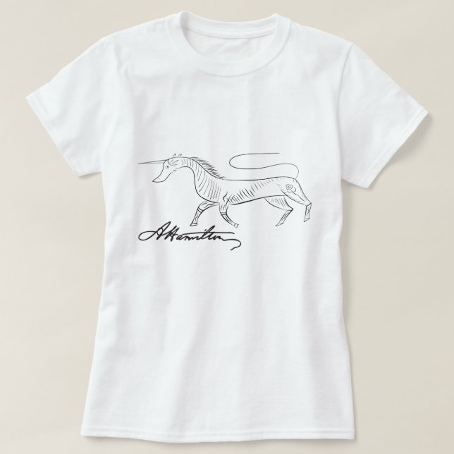 Alexander Hamiltons Unicorn T-shirt (Design framsida)