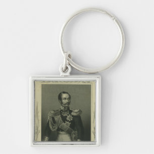 Alexander II av Ryssland Fyrkantig Silverfärgad Nyckelring
