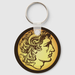 Alexander III av Macedon porträtt (gammalt mynt) Nyckelring