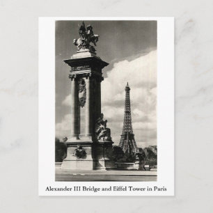 Alexander III Bridge och Eiffel Torn i Paris Vykort