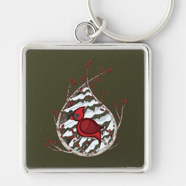 Alexander Kardinal Keychain Fyrkantig Silverfärgad Nyckelring (Framsidan)