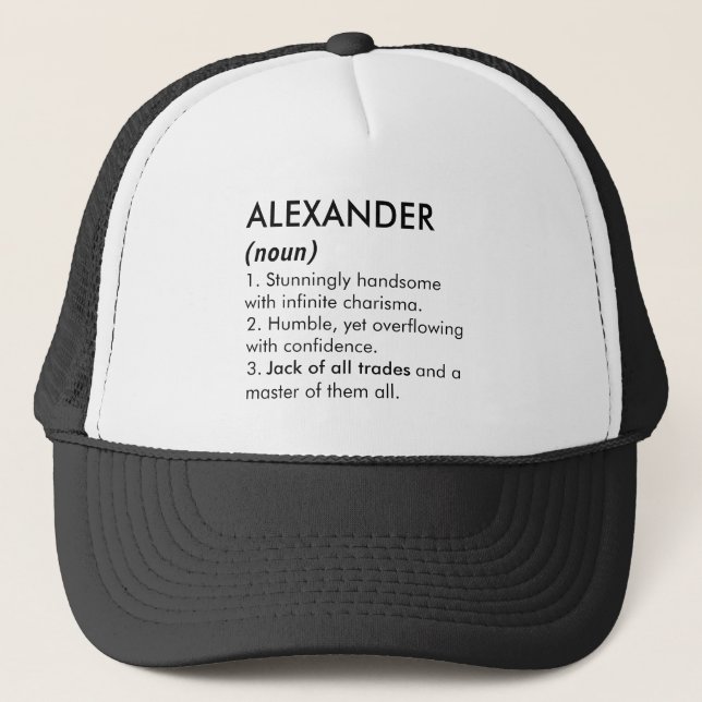 Alexander namn, Redigerbart namn, Anpassat namn Keps (Framsida)
