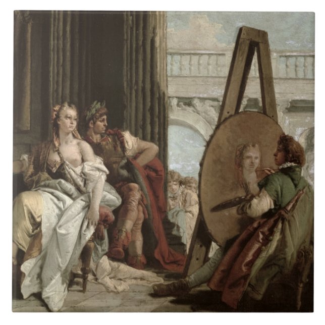 Alexander och Campaspe på huset av målare Kakelplatta (Framsidan)