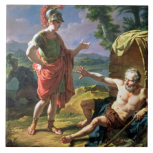 Alexander och Diogenes, 1818 (olja på kanfas) Kakelplatta