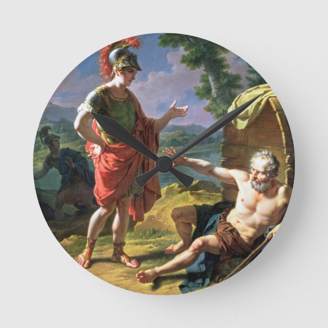 Alexander och Diogenes, 1818 (olja på kanfas) Rund Klocka (Framsida)