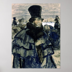 Alexander Pushkin på den Neva invallningen Poster
