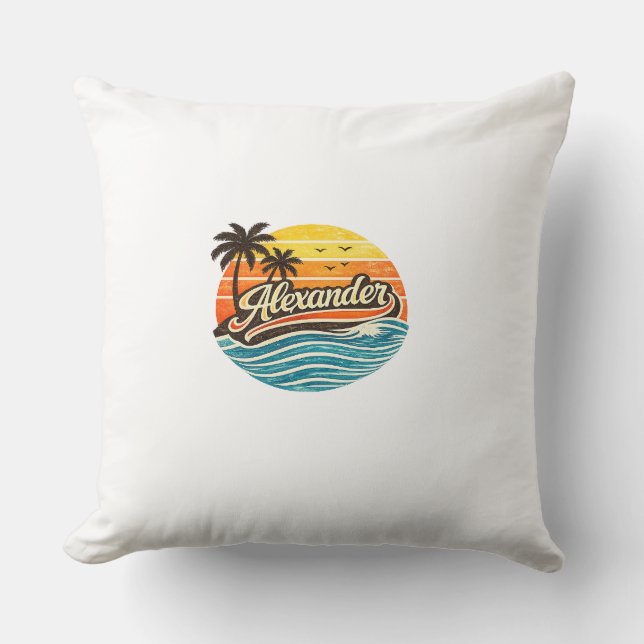 Alexander Retro Sunset Namn Design Kudde (Framsida)