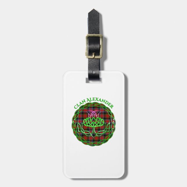 Alexander Scottish Tartan Celtic Thistle Bagagebricka (Vertikal Framsida)