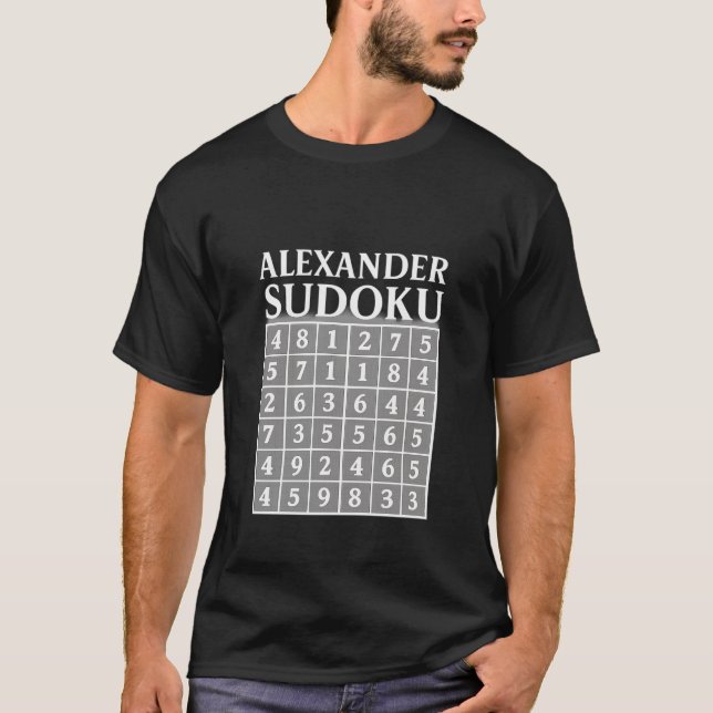 ALEXANDER Sudoku Pussel – Vit Logik T-shirt (Framsida)